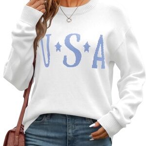 COPY - Brand New White/Cream Sweater with Blue USA Print